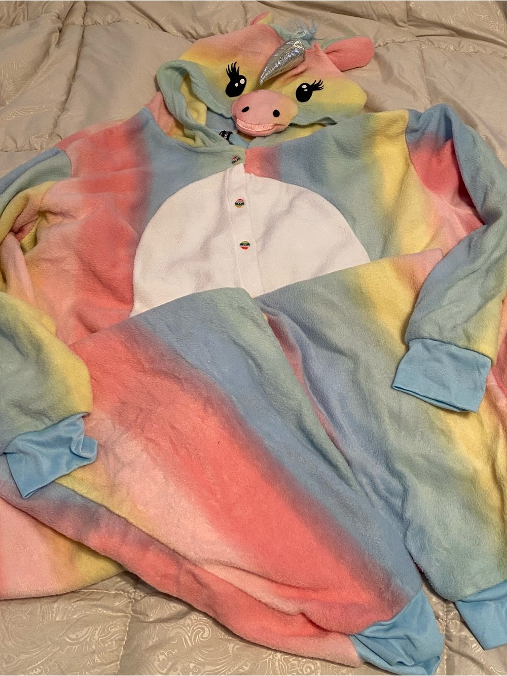torrid Pastel Rainbow Unicorn Hooded Onesie - Multicolor